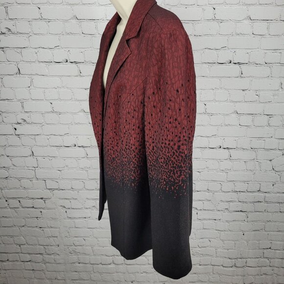 Coldwater Creek Red Black Leopard Blazer Suit Jacket Size 1X (16W-18W) - Picture 12 of 14